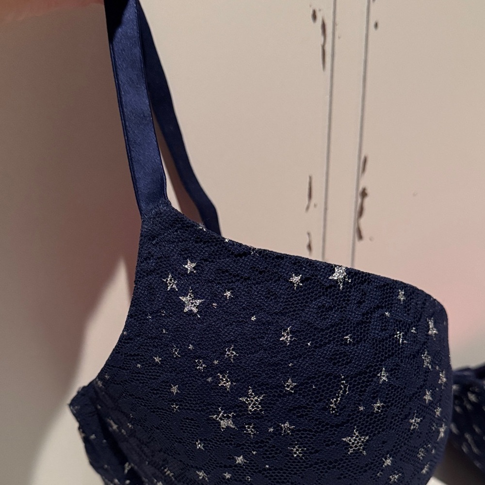 PINK Victoria Secret Navy Blue Star 36D Bra wear everywhere push up - Picture 8 of 13